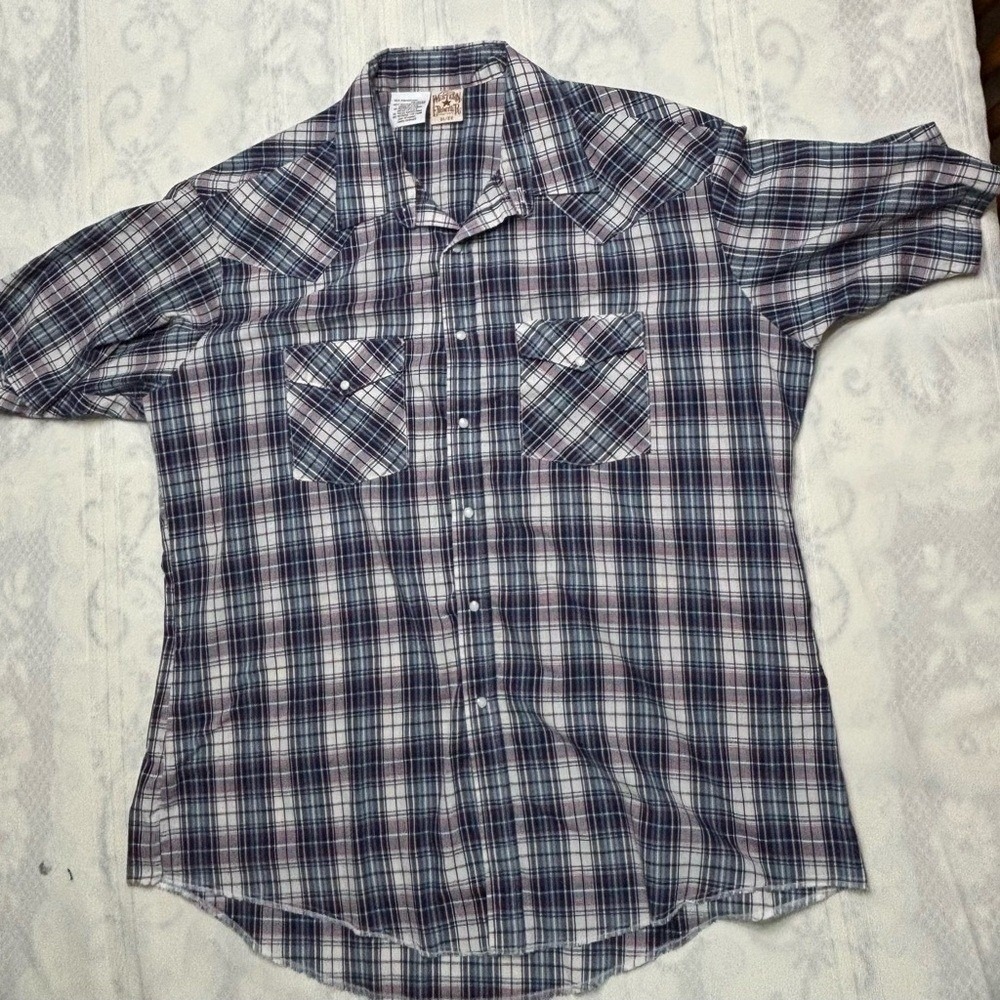Vintage Western Frontier pearl snap‎ men's XL SS shirt